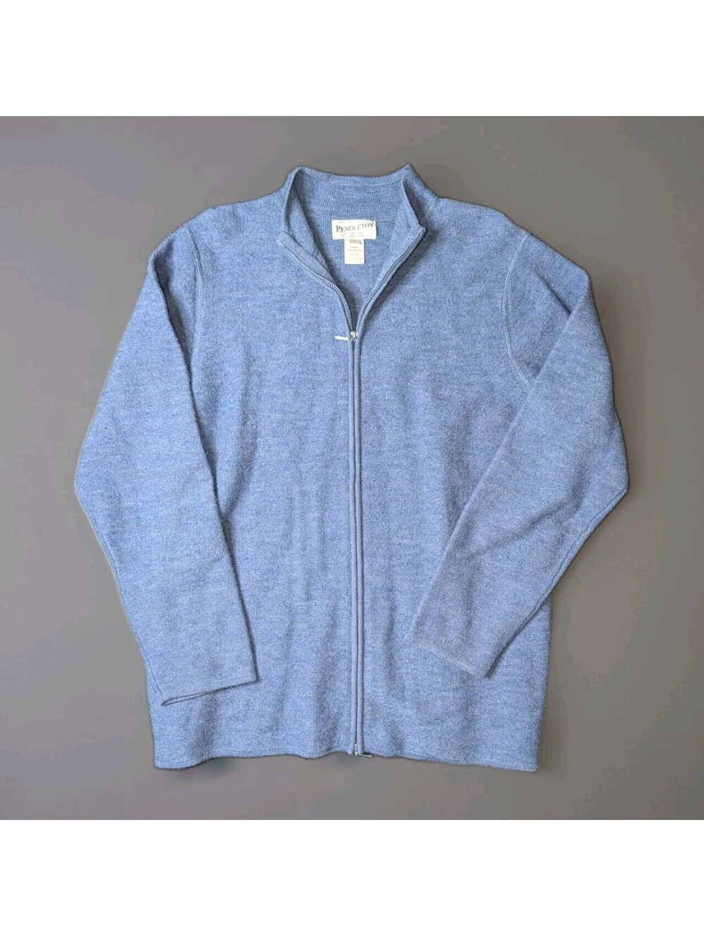 Pendleton Sweater Merino Wool Blue Full Zip Large Pockets